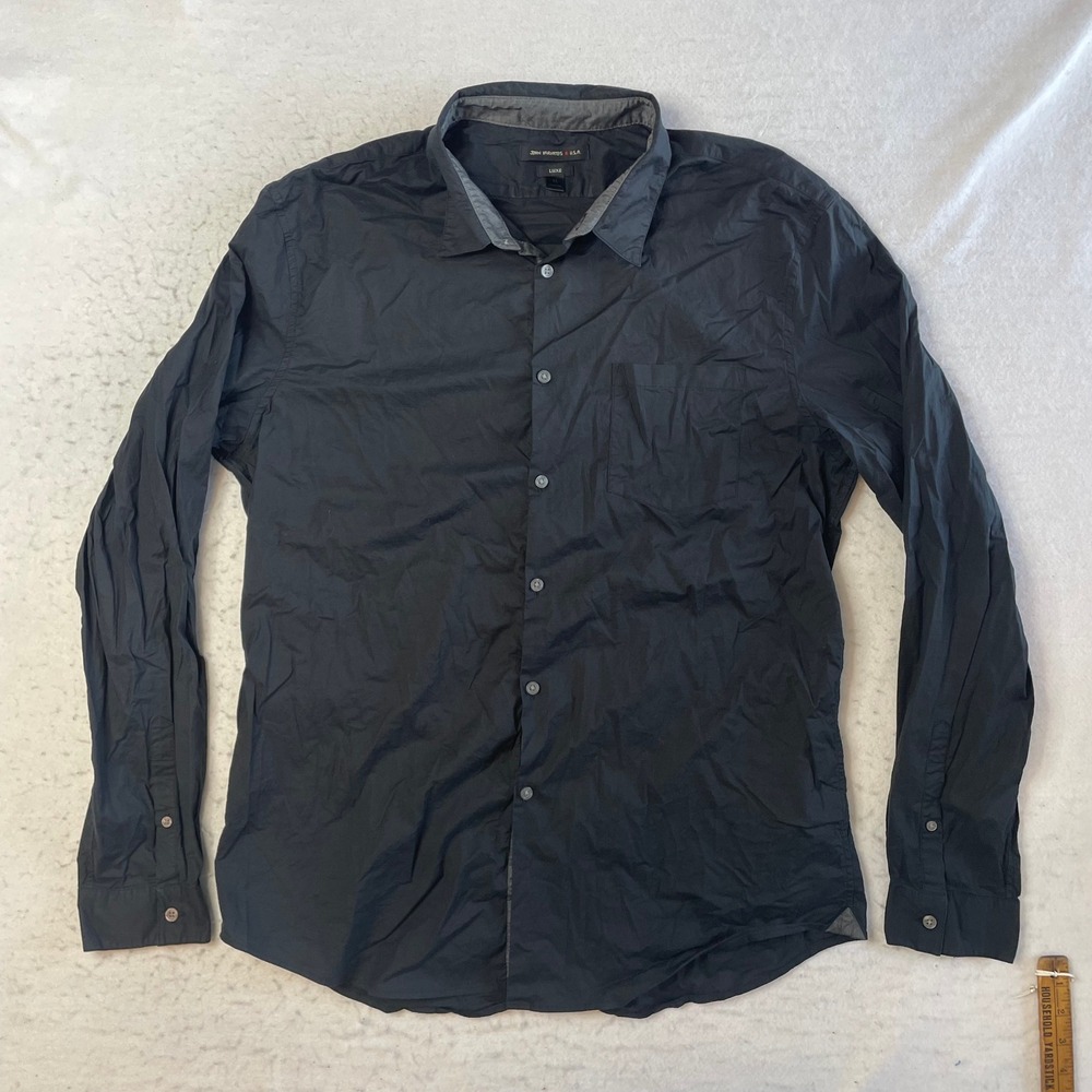 John Varvatos USA Button Down Shirt Mens XL Black Luxe Long Sleeve Stretch